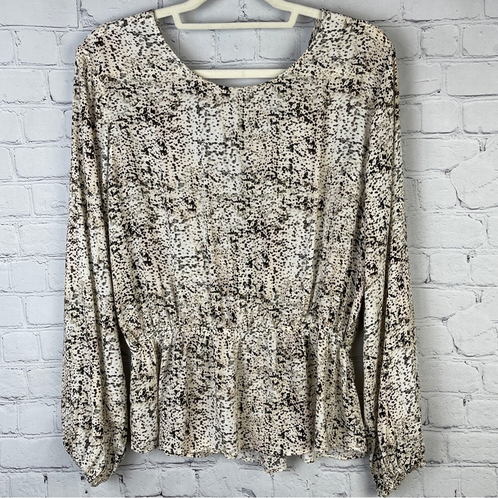 CLOTH & STONE | ANTHROPOLOGIE boho tie back scoop neck blouse top, size M